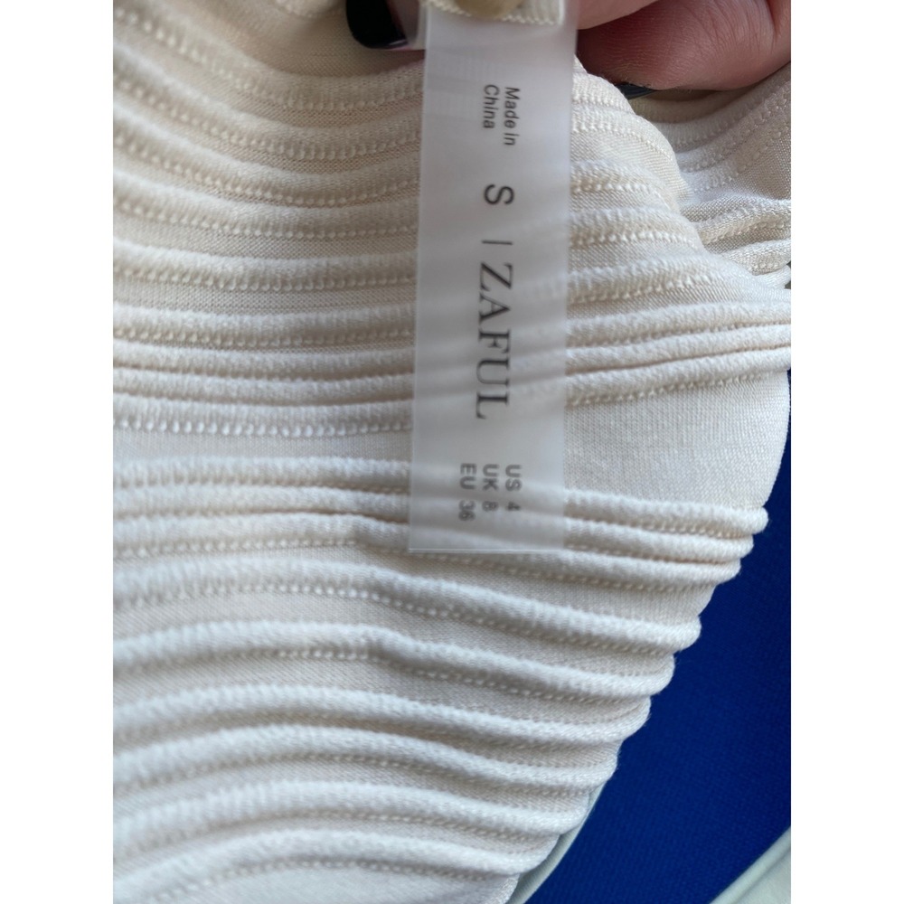 ZAFUL Ribbed Ring Detail Bikini Set Cream Off White Size Small New With Tags - Picture 4 of 7